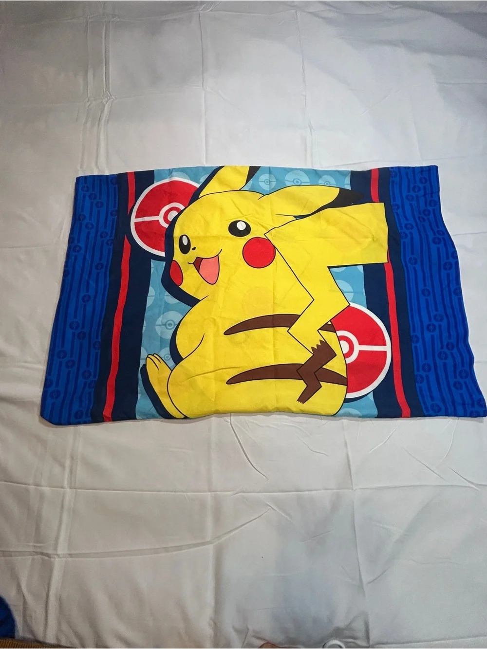 Pokémon Pikachu Pillowcase Set 2 Pillowcases + 1 Sham Blue Yellow Poké Ball